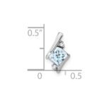 14k White Gold 7mm Cushion March/Aquamarine and Diamond Chain Slide - Image 2