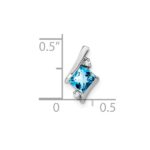 Sterling Silver Antique Cushion Blue Topaz and Diamond Pendant - Image 2