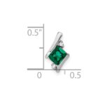 10k White Gold Cushion Cr. Emerald and Diamond Chain Slide - Image 2