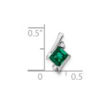 Sterling Silver Antique Cushion Cr. Emerald and Diamond Pendant - Image 2