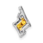 Sterling Silver Antique Cushion Citrine and Diamond Pendant - Image 3