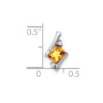 14k White Gold 7mm Cushion November/Citrine and Diamond Chain Slide - Image 2