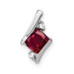 Sterling Silver Antique Cushion Cr. Ruby and Diamond Pendant
