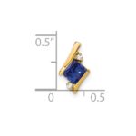 10k Yellow Gold Cushion Cr. Sapphire and Diamond Chain Slide - Image 2