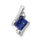 Sterling Silver Antique Cushion Cr. Sapphire and Diamond Pendant