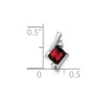 14k White Gold 7mm Cushion January/Garnet and Diamond Chain Slide - Image 2
