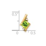 10k Yellow Gold Cushion Peridot and Diamond Chain Slide - Image 3
