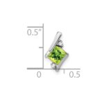 Sterling Silver Antique Cushion Peridot and Diamond Pendant - Image 2