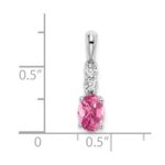 14k White Gold 7x5 Oval October/Pink Tourmaline and Diamond Pendant - Image 2