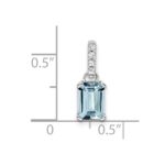 14k White Gold 7x5 Emerald-cut March/Aquamarine and Diamond Pendant - Image 2