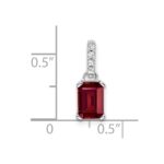 10k White Gold Created Ruby and Diamond Pendant - Image 2
