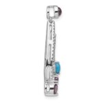 14k White Gold Turquoise/Amethyst/White Topaz Teardrop Pendant - Image 2