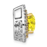 14k Two Tone 1/2 carat Lab Grown Diamond VS/SI+ G+ and Lab Created Yellow Sapphire Chain Slide Pendant - Image 2