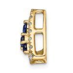 14k 1/2 carat Lab Grown Diamond VS/SI+ G+ and Lab Created Blue Sapphire Triangle Complete Chain Slide Pendant - Image 2