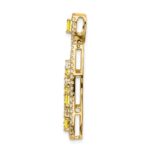 14k White Gold 7/8 carat Lab Grown Diamond VS/SI+ G+ and Lab Created Yellow Sapphire Chain Slide Pendant - Image 2