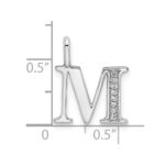 14K White Gold Diamond Letter M Initial Pendant - Image 3