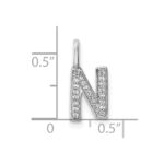 14K White Gold Diamond Letter N Initial Pendant - Image 4