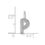 14K White Gold Diamond Letter P Initial Pendant - Image 4