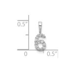 14k White Gold Diamond Number 6 Pendant - Image 3