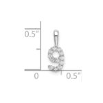 14k White Gold Diamond Number 9 Pendant - Image 3