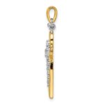 14k Two-tone Polished 1/5 carat Diamond Angel Cross Pendant - Image 2