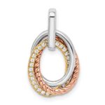 14k Tri-color 1/6 carat Diamond Three Oval Dangle Pendant