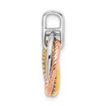 14k Tri-color 1/6 carat Diamond Three Oval Dangle Pendant - Image 2