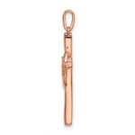 14k Rose Gold Diamond Cross with Heart Pendant - Image 2