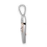 14k Two-tone White and Rose 1/20 carat Diamond Double Heart Pendant - Image 2
