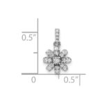14k White Gold Polished 1/6 carat Diamond Flower Pendant - Image 3