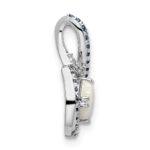 14k White Gold Blue Topaz/Opal/Diamond Chain Slide - Image 2