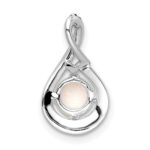 14k White Gold Blue Topaz/Opal/Diamond Chain Slide - Image 4