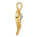 14k Two-tone LOVE Script Heart with Diamond Bow Pendant - Image 2