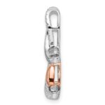 14k Two-tone White and Rose Heart 1/6 carat Diamond Chain Slide - Image 2