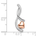 14k Two-tone White and Rose Heart 1/6 carat Diamond Chain Slide - Image 4