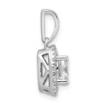 14k White Gold 1/4 carat Lab Grown Diamond VS/SI+ G+ April Birthstone White Sapphire Halo Pendant - Image 2