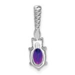 14K White Gold Diamond and 7x5 Oval February/Amethyst Twisted Chain Slide - Image 3