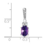 14K White Gold Diamond and 7x5 Oval February/Amethyst Twisted Chain Slide - Image 4