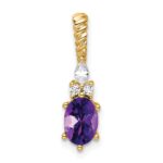 14K Diamond and 7x5 Oval February/Amethyst Twisted Chain Slide