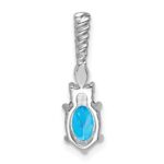 14K White Gold Diamond and 7x5 Oval December/Blue Topaz Twisted Chain Slide - Image 3