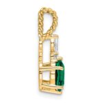 14K Diamond and 7x5 Oval May/Lab Created Emerald Twisted Chain Slide - Image 2