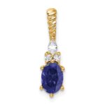 14K Diamond and 7x5 Oval September/Lab Created Sapphire Twisted Chain Slide