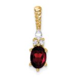 14K Diamond and 7x5 Oval January/Garnet Twisted Chain Slide