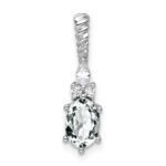 14K White Gold Diamond and 7x5 Oval April/White Topaz Twisted Chain Slide