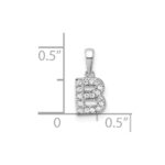 14K  White Gold Diamond Letter B Initial with Bail Pendant - Image 4
