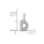 14K  White Gold Diamond Letter D Initial with Bail Pendant - Image 4
