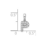 14K  White Gold Diamond Letter P Initial with Bail Pendant - Image 4