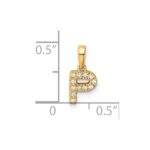 14K  Diamond Letter P Initial with Bail Pendant - Image 4