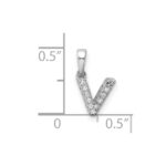 14K  White Gold Diamond Letter V Initial with Bail Pendant - Image 4