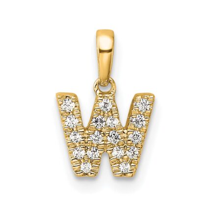 10K Diamond Letter W Initial with Bail Pendant